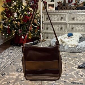 Brown and Tan ili New York Leather Shoulder Bag